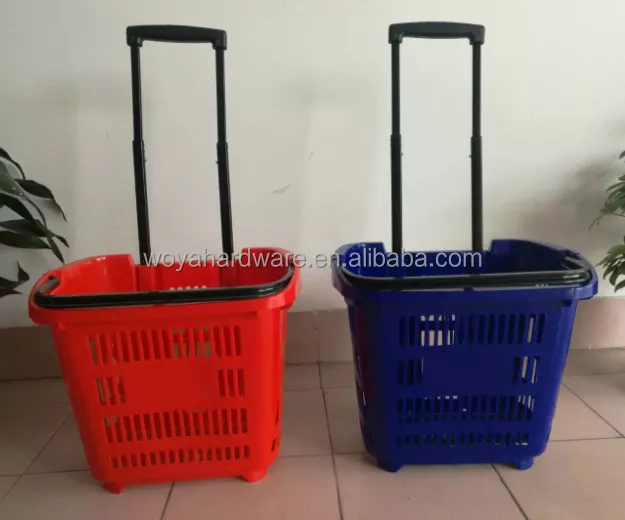 35L Telescoping handle collapsible shopping basket with 2 wheels