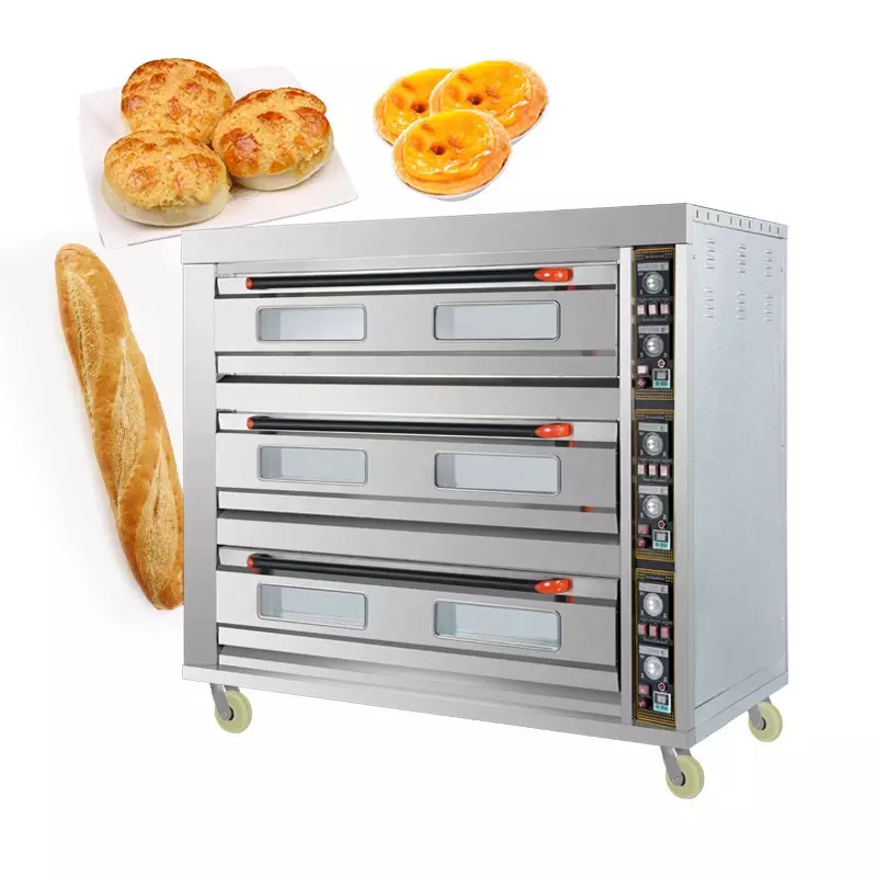 Bread Pie Bake 3 Deck 12 6 Tray Gas Termostats Deck Bagel Oven Price Business Oven for Sale of Cake