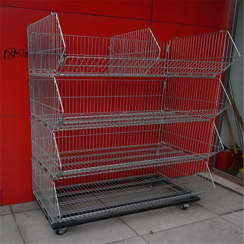 four layers supermarket wire mesh basket display racks