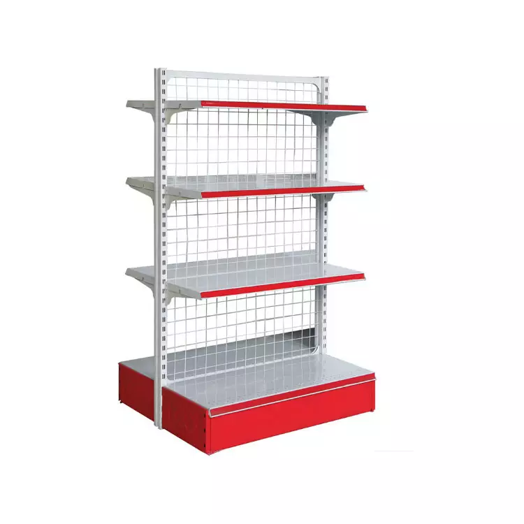 High Quality Metallic Corrosion Protection Steel Pharmacy Shop Gondola Supermarket Rack Shelves