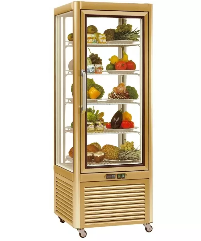 4 sides Glass rotary cake display cooler /pastry showcase for sale