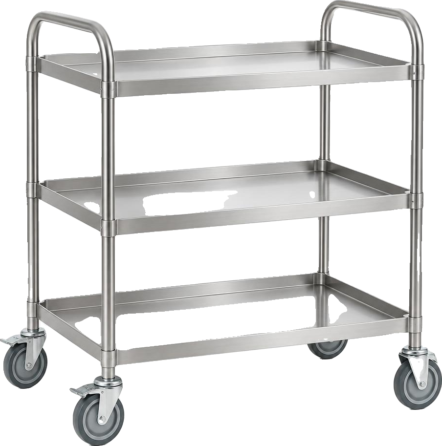 High quality Food and Beverage Solid Stainless steel 3 Tiers Dining Cart Hotel Kitchen Trolley
