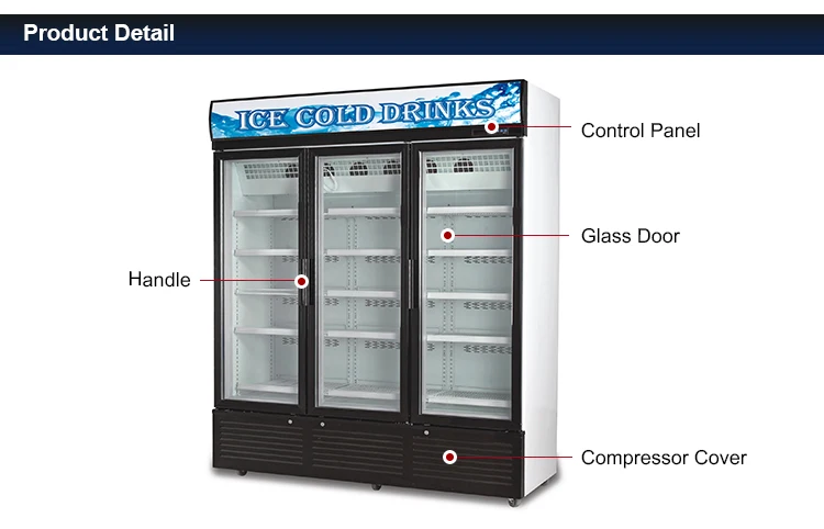 Glass Display Cabinet Commercial Beverage Cooler Chiller Refrigerator