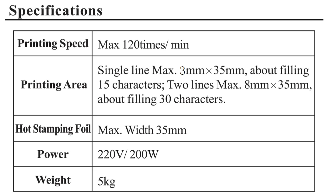 HP-241 Hot Stamp Coder/ Hot Stamping Foil Coder/ Hot Stamp Printer