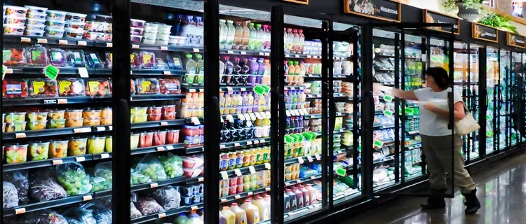 Commercial supermarket curved glass fresh meat deli chiller showcase