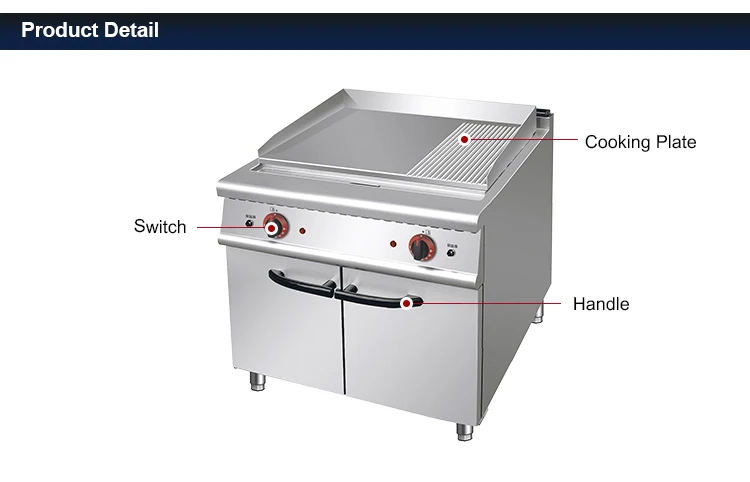 Factory Supplies Free Standing Kitchen Equipment Electric Griddle With Cabinet