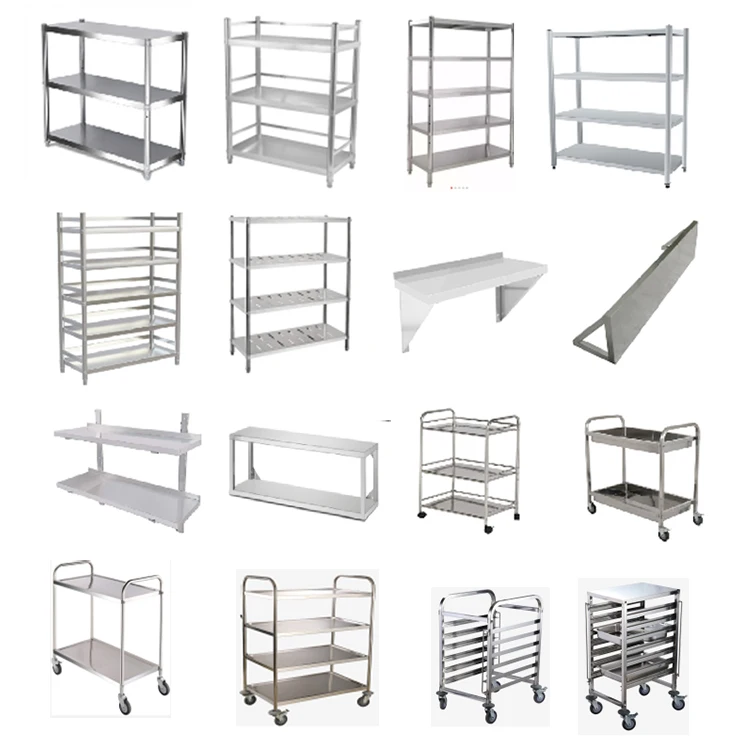 High quality Food and Beverage Solid Stainless steel 3 Tiers Dining Cart Hotel Kitchen Trolley