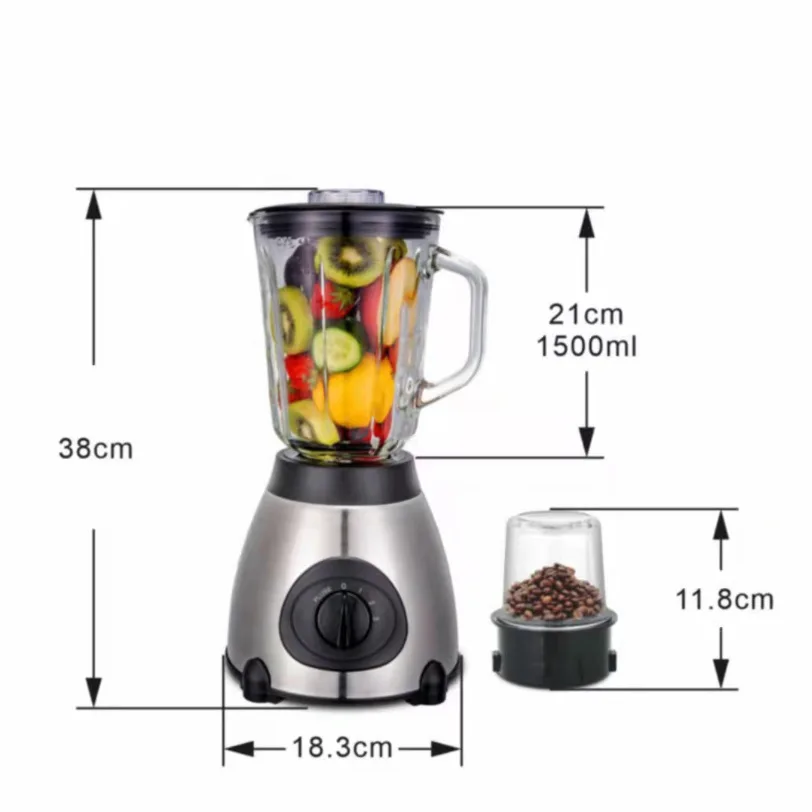 2 in 1 Blender Juicer Y66 5 Speed with Stainless Steel Jar Electric Food Mixer Blender