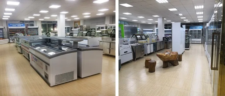 Commercial supermarket curved glass fresh meat deli chiller showcase