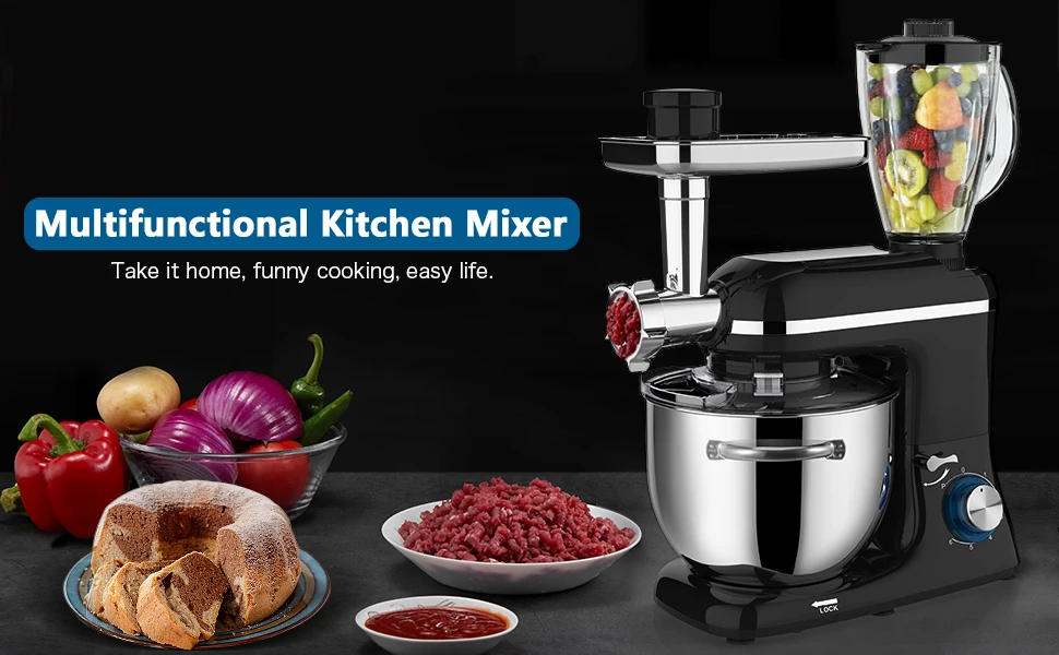 1400W Multifunction 5 In 1 Stand Mixer Baking Bread Dough Mixer Household Food Mixers With Accessories