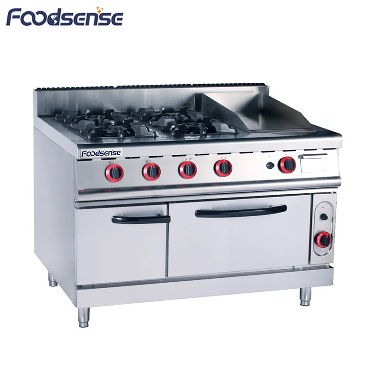 Freestanding 4 burner gas stove and griddle oven combo table gas stove for restaurant