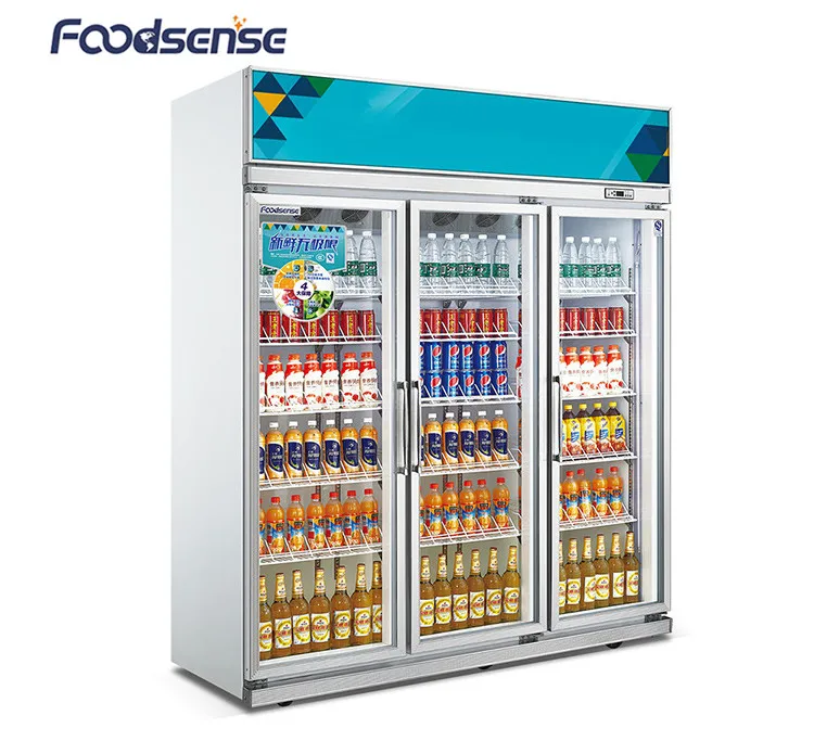 Commercial Glass Door Beverage Cooler Refrigerator,Three Door Drink Display Cooler