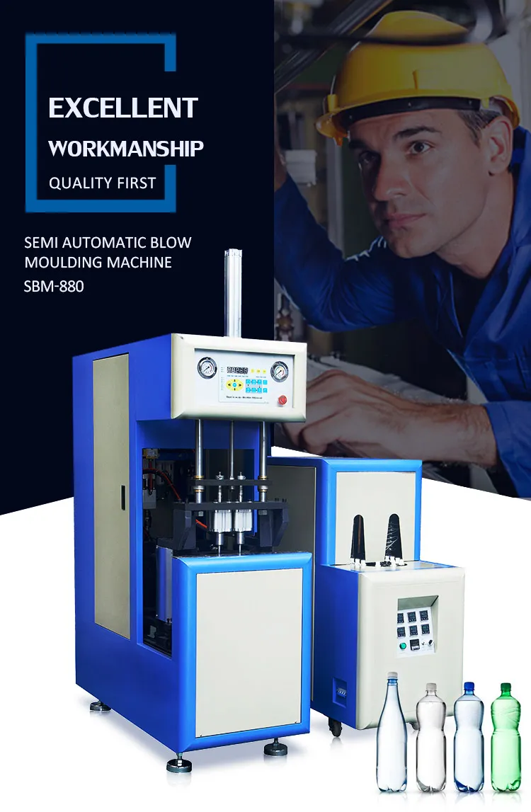 Hz-880 Double Station Semi Auto Stretch Pet Plastic Blowing Machine Blow Moulding Machine