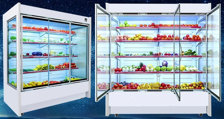 Commercial supermarket curved glass fresh meat deli chiller showcase